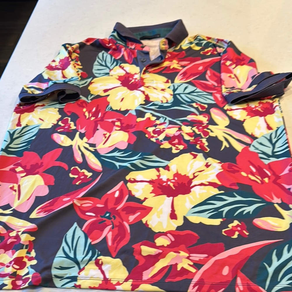 Greyson Tropical Floral Polo - Red, Yellow, Green